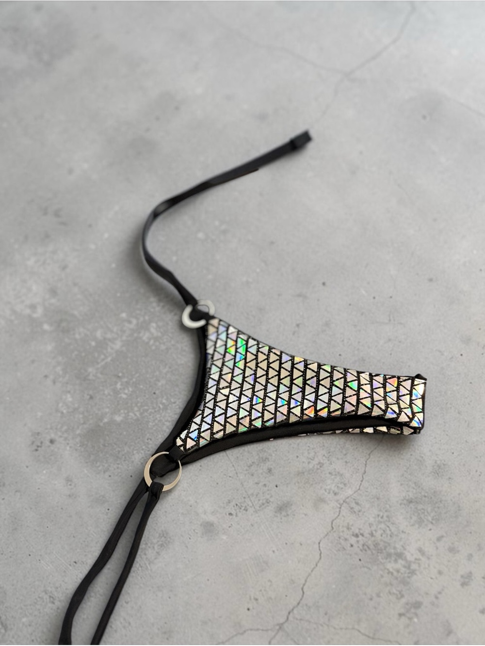 Holographic Triangle Bikini Bottom - Black